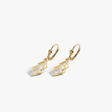 Geometric Earrings | 14K Solid Gold - Mionza Jewelry-14K Solid Gold, Dainty Gold Earrings, Dangle drop earrings, Dangle Earrings, Geometric Earrings, Gift for her, Gold Drop Earrings, gold leverback earring, Hoop Earrings, Huggie Hoop Earrings, Leverback Earrings, minimalist jewelry, Rectangle Earrings