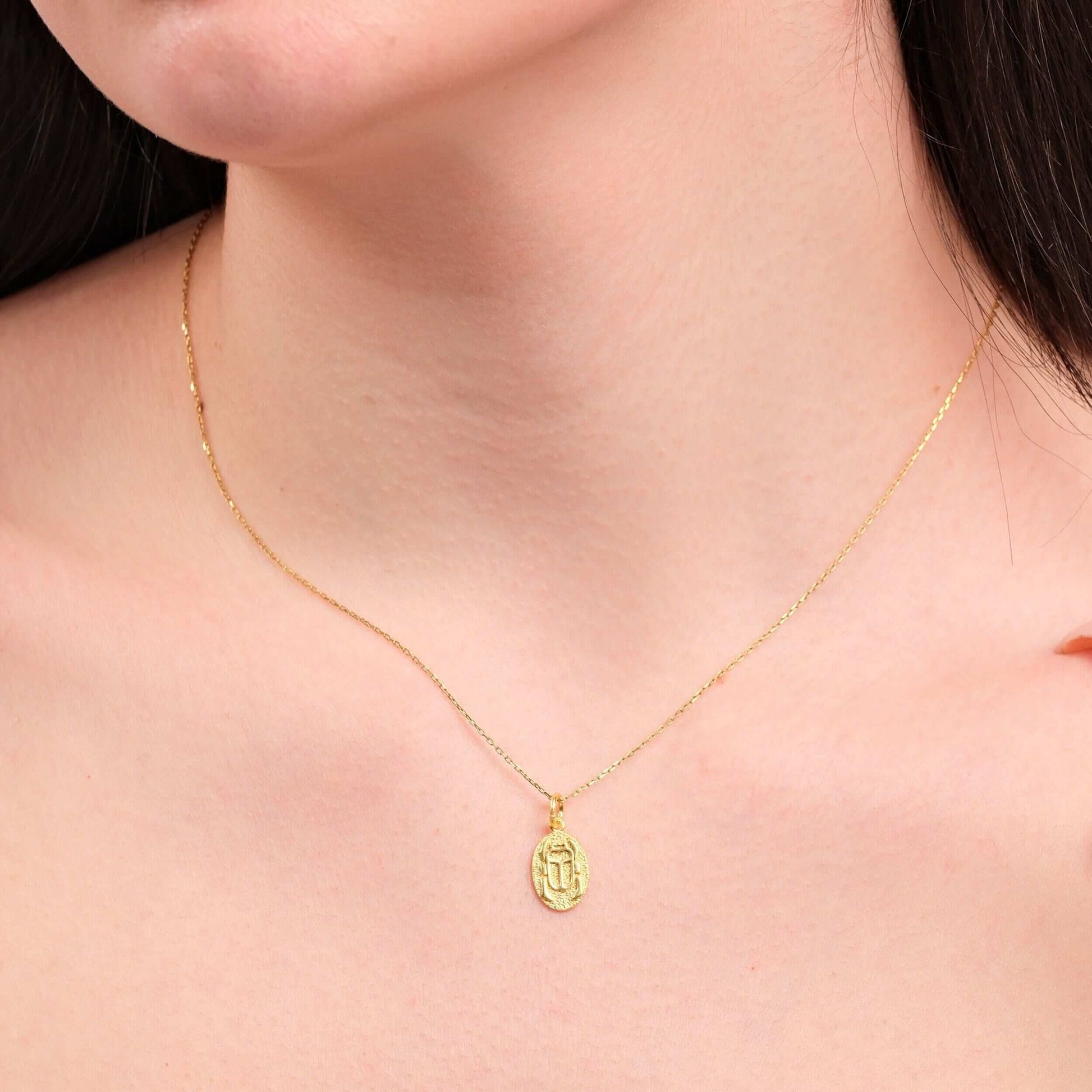 Bug Necklace| 14K Gold Vermeil - Mionza Jewelry-beetle necklace, bug jewelry, bug lover jewelry, bug necklace gold, bug necklace women, egyptian necklace, Gift for Mom, insect jewelry, insect necklace, mothers day gift, scarab beetle, scarab necklace, scarab pendant