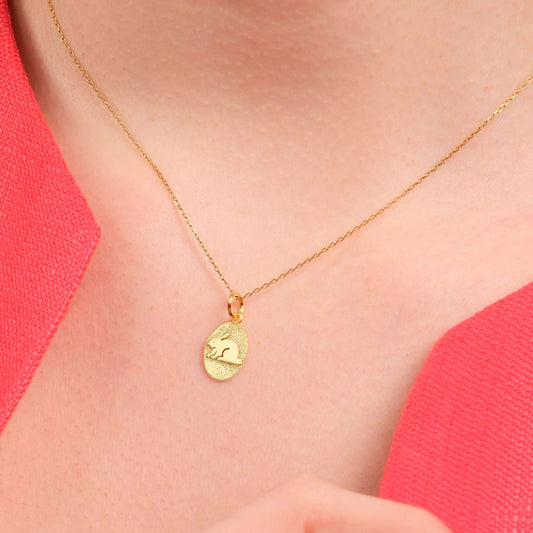 Rabbit Necklace | 14K Gold Vermeil - Mionza Jewelry-14k gold vermeil, animal charms, animal jewelry, bunny charm necklace, bunny gifts, bunny jewelry, bunny necklace, bunny pendants, Gift for Mom, mothers day gift, rabbit charm, rabbit necklace, rabbit necklace gold