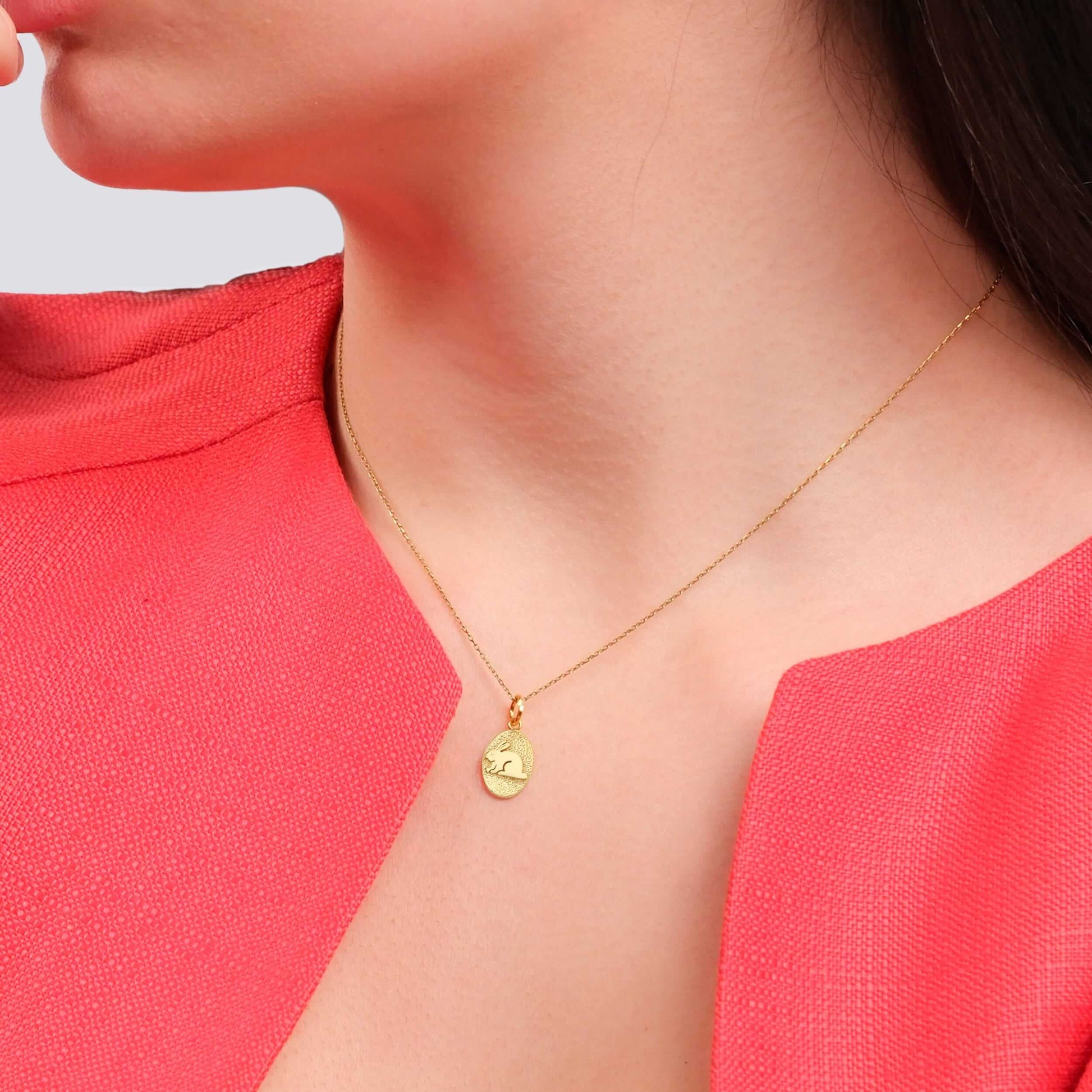 Rabbit Necklace | 14K Gold Vermeil - Mionza Jewelry-14k gold vermeil, animal charms, animal jewelry, bunny charm necklace, bunny gifts, bunny jewelry, bunny necklace, bunny pendants, Gift for Mom, mothers day gift, rabbit charm, rabbit necklace, rabbit necklace gold