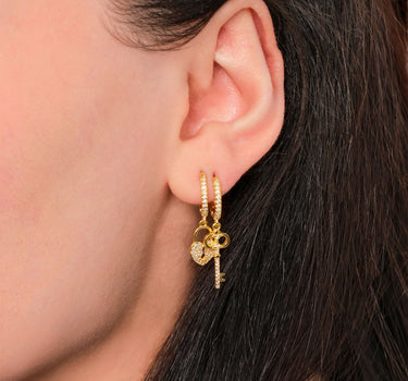 Padlock and Heart Love Earrings | 14K Gold Vermeil