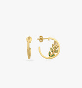 Olive Earrings | 14K Gold Vermeil - Mionza Jewelry-branch earrings, Gift for Mom, gold hoop earrings, gold leaf earrings, green earrings, hoop earrings women, leaf jewelry, leaf stud earrings, mothers day gift, olive branch jewelry, olive earrings, olive tree earrings, silver earrings leaf