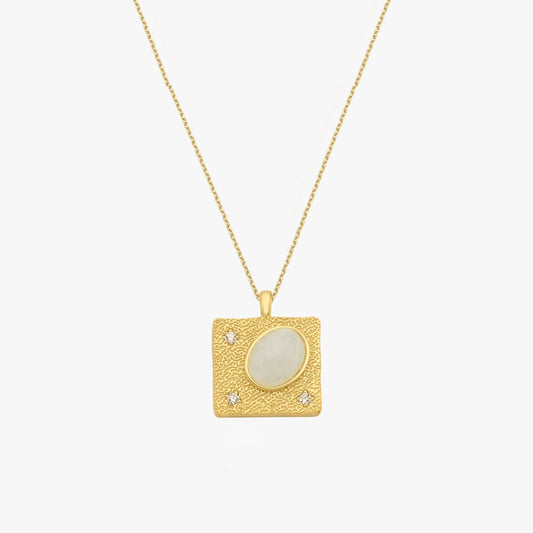 Opal Gold Necklace | 14K Gold Vermeil - Mionza Jewelry-14k gold, birthstone necklace, Gift for Mom, jewelry opal, mothers day gift, necklace opal, opal necklace, opal necklace gold, opal necklace silver, opal pendant, opals jewellery, white opal jewelry, white opal necklace