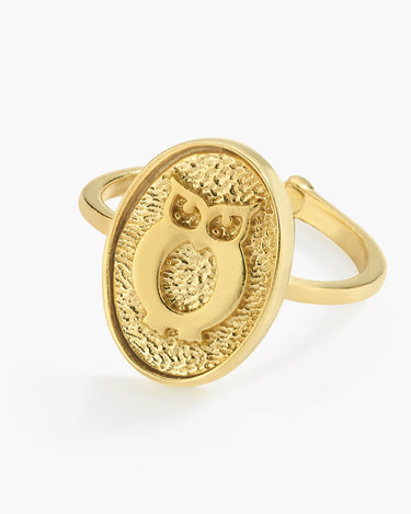 Owl Ring | 14K Gold Vermeil - Mionza Jewelry-14k gold vermeil, animal jewelry rings, birthday gift, gift for mother, gold bird ring, gold owl jewelry, gold owl ring, open rings, owl gold, owl jewelry, owl ring women, owl rings, ring animal