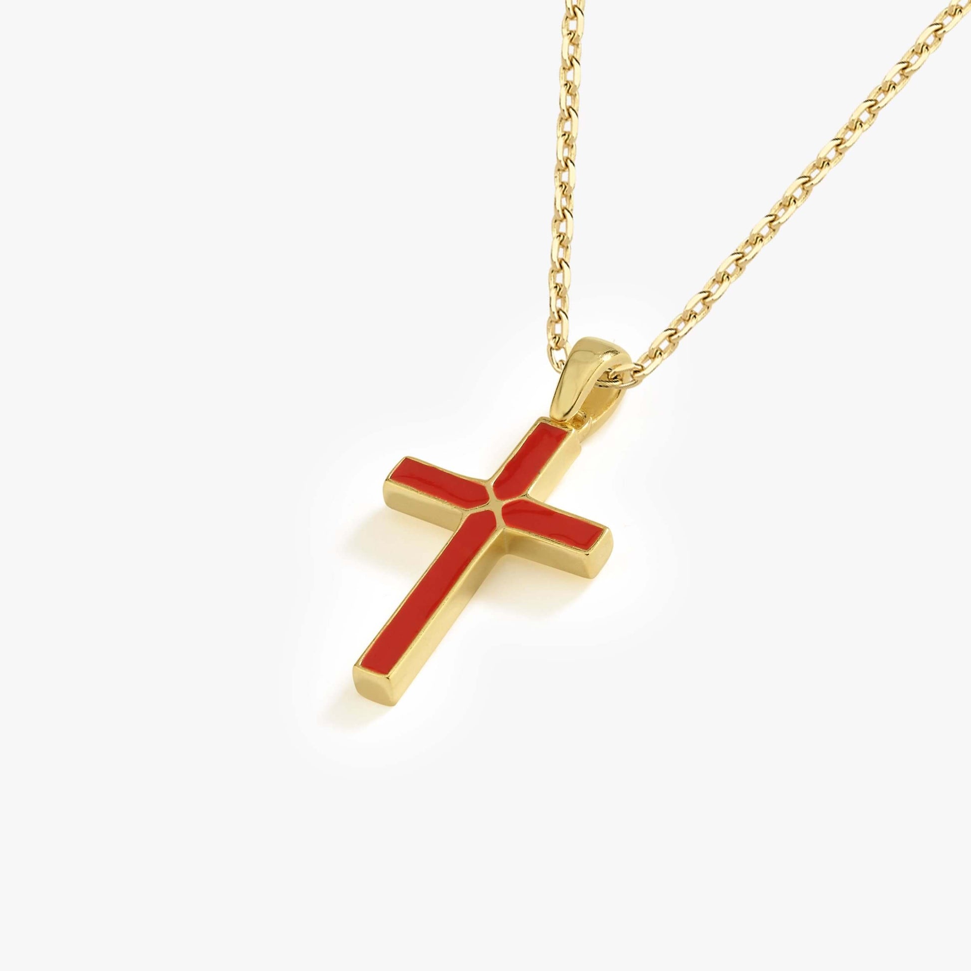 Red Cross Necklace| 14K Gold Vermeil - Mionza Jewelry-cross necklace gold, cross necklace women, cross pendant, gift for mothers, girls cross necklace, mothers day necklace, mothers jewelry, red cross necklace, red cross pendant, red necklace gold, red necklace pendant, red necklace women, red necklaces