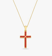 Red Cross Necklace| 14K Gold Vermeil - Mionza Jewelry-cross necklace gold, cross necklace women, cross pendant, gift for mothers, girls cross necklace, mothers day necklace, mothers jewelry, red cross necklace, red cross pendant, red necklace gold, red necklace pendant, red necklace women, red necklaces