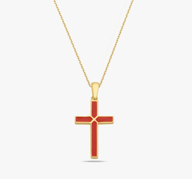 Red Cross Necklace| 14K Gold Vermeil