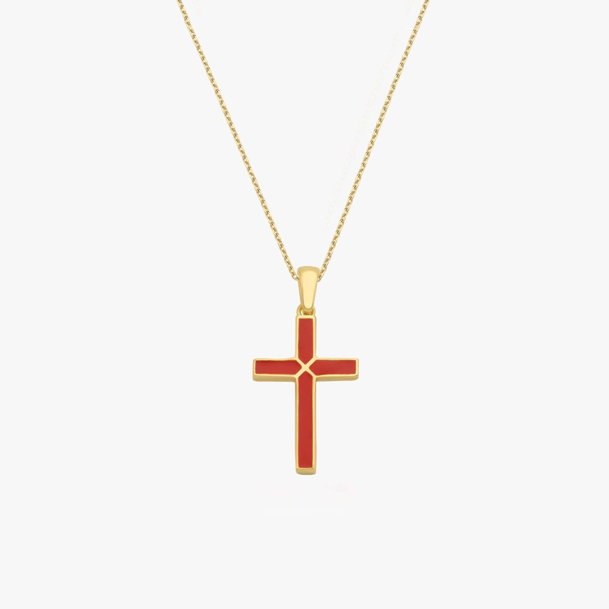 Red Cross Necklace | 14K Gold Vermeil - Mionza Jewelry-cross necklace gold, cross necklace women, cross pendant, gift for mothers, girls cross necklace, mothers day necklace, mothers jewelry, red cross necklace, red cross pendant, red necklace gold, red necklace pendant, red necklace women, red necklaces