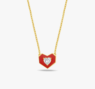 14K Gold Vermeil Red Heart Necklace, Love Necklace, Dainty Heart Necklace for Women, Necklace with Heart Pendant, Gift for Mothers Day Mionza