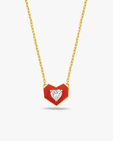 Red Heart Necklace | 14K Gold Vermeil - Mionza Jewelry-14k gold heart, diamond heart, Gift for Mom, gold heart necklace, heart jewelry, heart necklace gold, heart necklace women, heart pendant, love necklace, mothers day gift, red heart jewelry, red necklace, small heart necklace