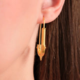 Safety Pin Earrings | 14K Gold Vermeil - Mionza Jewelry-14k gold safety pin, dangle earrings, geometric earrings, gift for her, Gift for Mom, gold safety pin, huggie hoop earrings, modern earrings, mothers day gift, safety pin, safety pin earring, safety pin earrings, safety pin jewelry