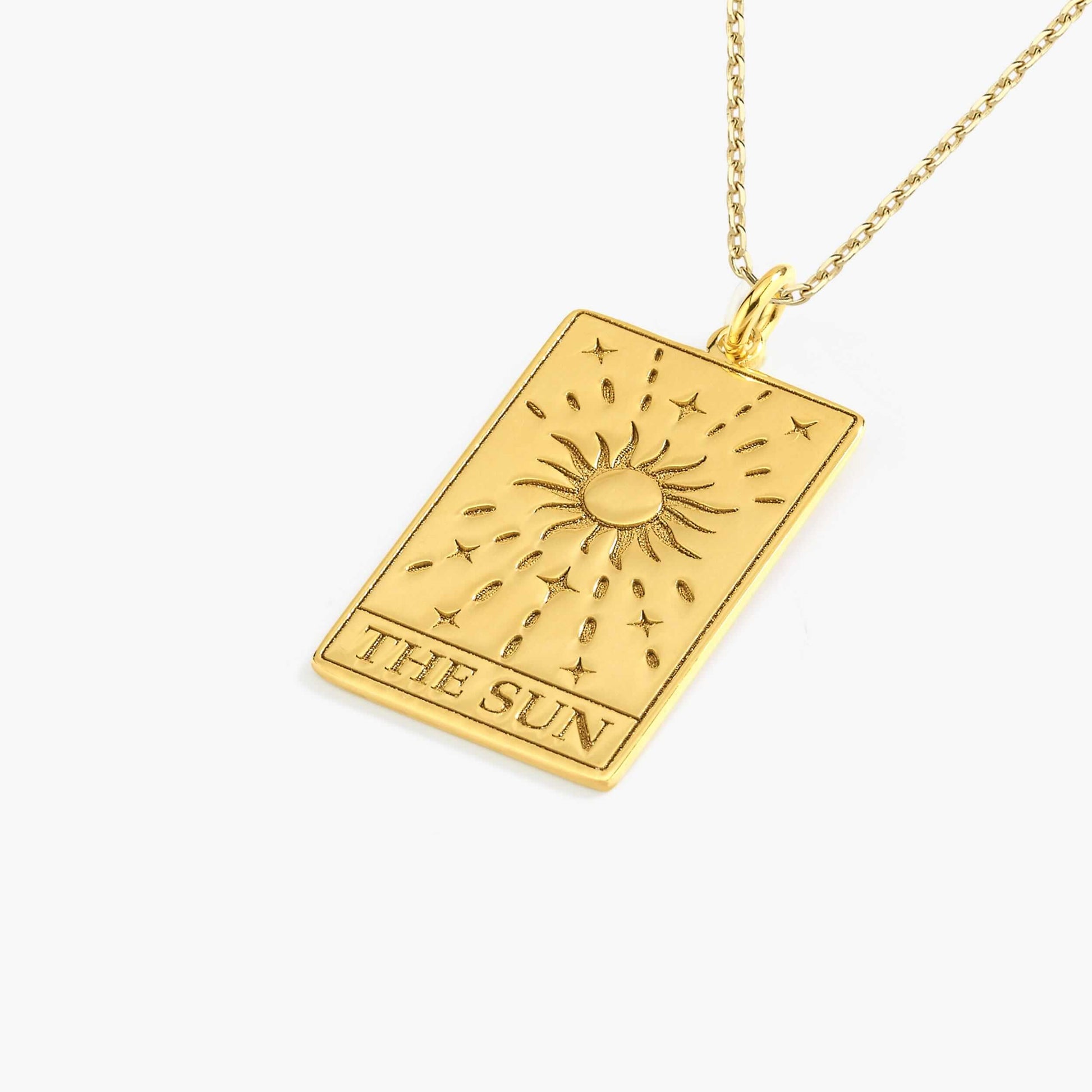 Tarot Card Necklace the Sun| 14K Gold Vermeil - Mionza Jewelry-best friend gift, card necklace, Gift for Mom, mothers day gift, spiritual necklace, sun necklace, sun tarot card, tarot card jewelry, tarot card necklace, tarot card pendant, tarot jewelry, tarot necklace, tarot necklace gold