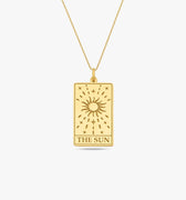 Tarot Card Necklace the Sun| 14K Gold Vermeil - Mionza Jewelry-best friend gift, card necklace, Gift for Mom, mothers day gift, spiritual necklace, sun necklace, sun tarot card, tarot card jewelry, tarot card necklace, tarot card pendant, tarot jewelry, tarot necklace, tarot necklace gold