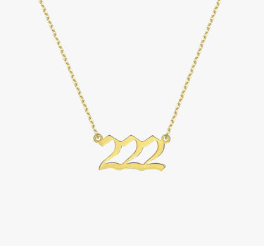 222 Angel Number Necklace | 14K Solid Gold or Gold Plated Silver