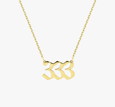 333 Angel Number Necklace | 14K Solid Gold
