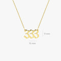 333 Angel Number Necklace | 14K Solid Gold - Mionza Jewelry-333 necklace, 444 angel number, angel numbers, birthday gift, gift for her, gift for mom, gold 333 necklace, gold number necklace, lucky necklace, mothers day gift, number necklace, personalized gift, protection necklace
