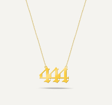 444 Angel Number Necklace |14K Solid Gold