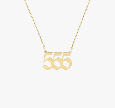 555 Angel Number Necklace | 14K Solid Gold