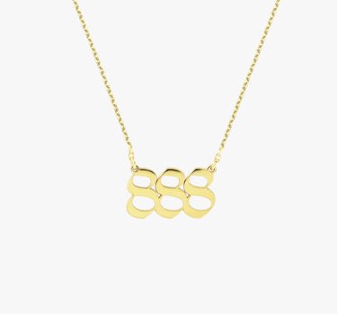 888 Angel Number Necklace | 14K Solid Gold