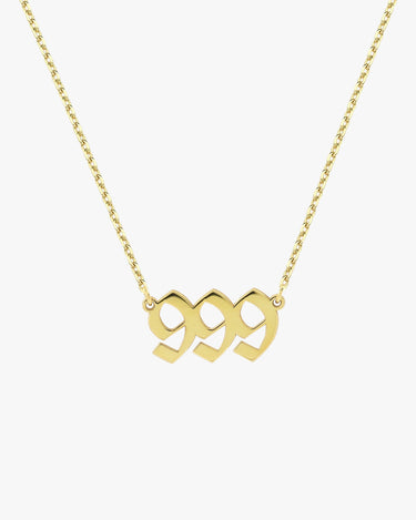 999 Angel Number Necklace | 14K Solid Gold - Mionza Jewelry-999 Necklace, 999 silver necklace, angel numbers, custom date necklace, custom necklace, date necklace, gift for mom, gold 999 necklace, gold number necklace, lucky necklace, mothers day gift, number necklace, personalized gift