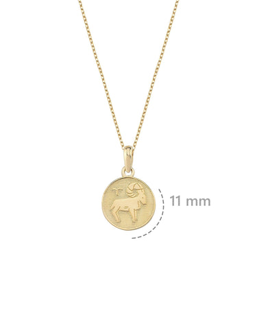 Aries Zodiac Necklace | 14K Solid Gold - Mionza Jewelry-astrology necklace, celestial jewelry, coin zodiac necklace, gold coin necklace, gold disc necklace, mothers day gift, mothers day jewelry, taurus gift, taurus jewelry, taurus necklace, zodiac jewelry, zodiac necklace, zodiac pendant