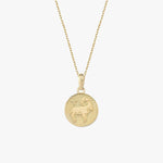 Aries Zodiac Necklace | 14K Solid Gold - Mionza Jewelry-astrology necklace, celestial jewelry, coin zodiac necklace, gold coin necklace, gold disc necklace, mothers day gift, mothers day jewelry, taurus gift, taurus jewelry, taurus necklace, zodiac jewelry, zodiac necklace, zodiac pendant