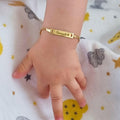 Baby Gold Bracelet with Name  | 14K Solid Gold - Mionza Jewelry-baby boy gift, baby bracelet, baby girl bracelet, baby girl gifts, baby gold bracelet, baby id bracelet, baby name bracelet, baby name plate, bracelet for baby boy, custom baby bracelet, gold baby bracelet, gold baby jewelry, personalized baby
