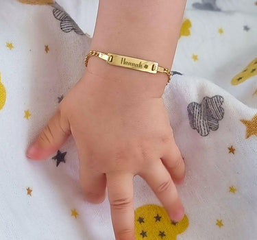14K Solid Gold Baby ID Bracelet Mionza