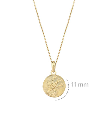 Cancer Zodiac Necklace | 14K Solid Gold - Mionza Jewelry-astrology necklace, cancer necklace, cancer zodiac, Gift for Mom, gold coin necklace, Mothers Day Gifts, personalized gift, scorpio necklace, virgo necklace, zodiac jewelry, zodiac necklace, zodiac pendant, zodiac sign necklace