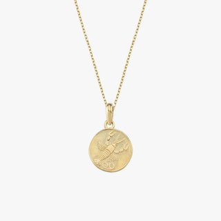 Cancer Zodiac Necklace | 14K Solid Gold - Mionza Jewelry-astrology necklace, cancer necklace, cancer zodiac, Gift for Mom, gold coin necklace, Mothers Day Gifts, personalized gift, scorpio necklace, virgo necklace, zodiac jewelry, zodiac necklace, zodiac pendant, zodiac sign necklace
