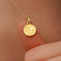 Sagittarius Zodiac Necklace | 14K Solid Gold - Mionza Jewelry-astrology necklace, capricorn necklace, celestial necklace, gift for birthday, gold coin necklace, medallion necklace, Mothers Day Gifts, pisces necklace, sagittarius gifts, sagittarius necklace, tarot necklace, zodiac jewelry, zodiac necklace