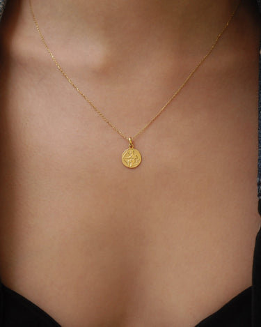 Sagittarius Zodiac Necklace | 14K Solid Gold - Mionza Jewelry-astrology necklace, capricorn necklace, celestial necklace, gift for birthday, gold coin necklace, medallion necklace, Mothers Day Gifts, pisces necklace, sagittarius gifts, sagittarius necklace, tarot necklace, zodiac jewelry, zodiac necklace