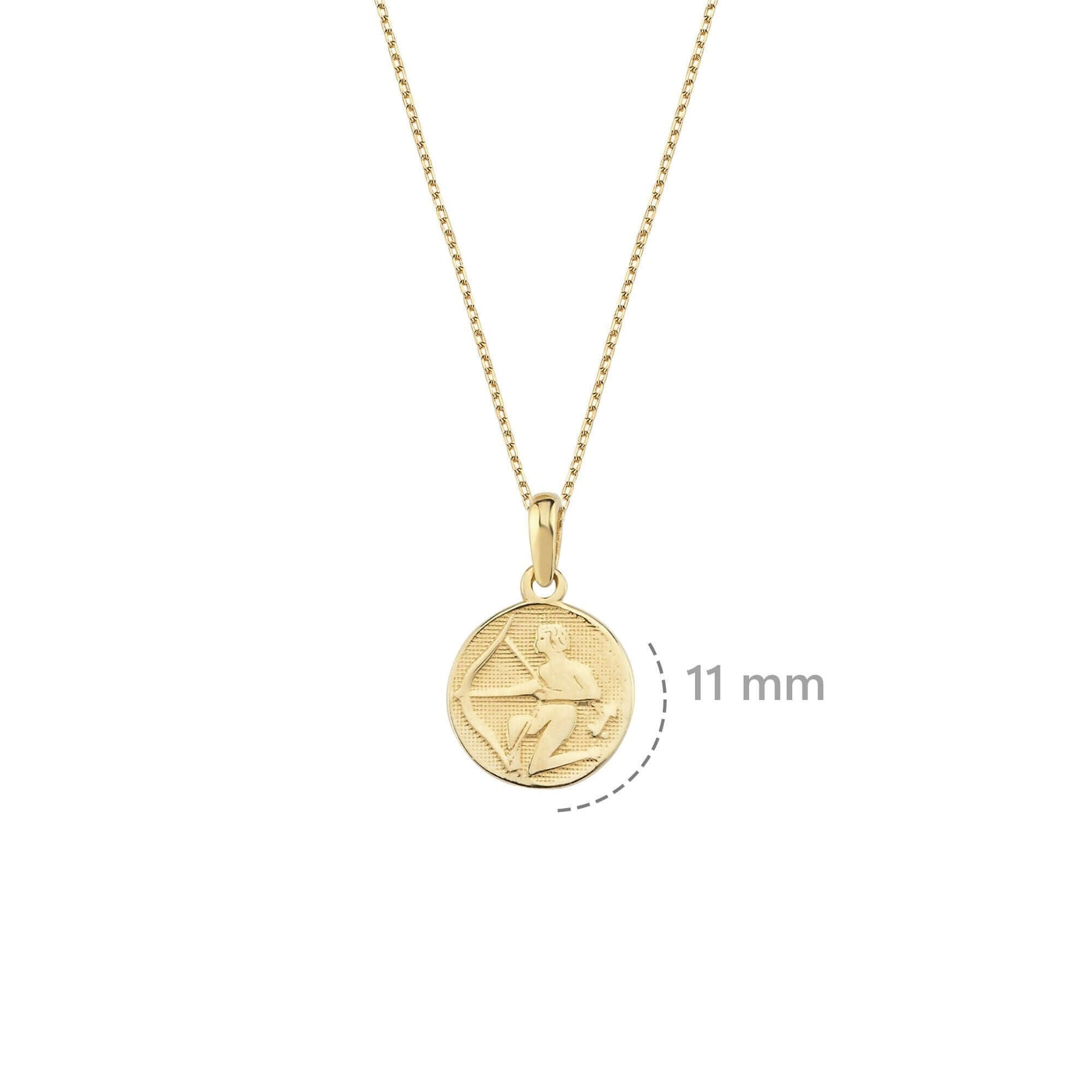 Sagittarius Zodiac Necklace | 14K Solid Gold - Mionza Jewelry-astrology necklace, capricorn necklace, celestial necklace, gift for birthday, gold coin necklace, medallion necklace, Mothers Day Gifts, pisces necklace, sagittarius gifts, sagittarius necklace, tarot necklace, zodiac jewelry, zodiac necklace