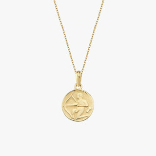 Sagittarius Zodiac Necklace | 14K Solid Gold - Mionza Jewelry-astrology necklace, capricorn necklace, celestial necklace, gift for birthday, gold coin necklace, medallion necklace, Mothers Day Gifts, pisces necklace, sagittarius gifts, sagittarius necklace, tarot necklace, zodiac jewelry, zodiac necklace