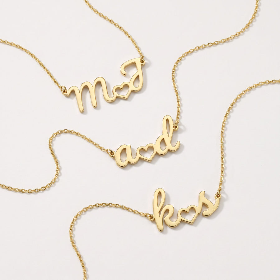 Custom Initial Necklace With Heart