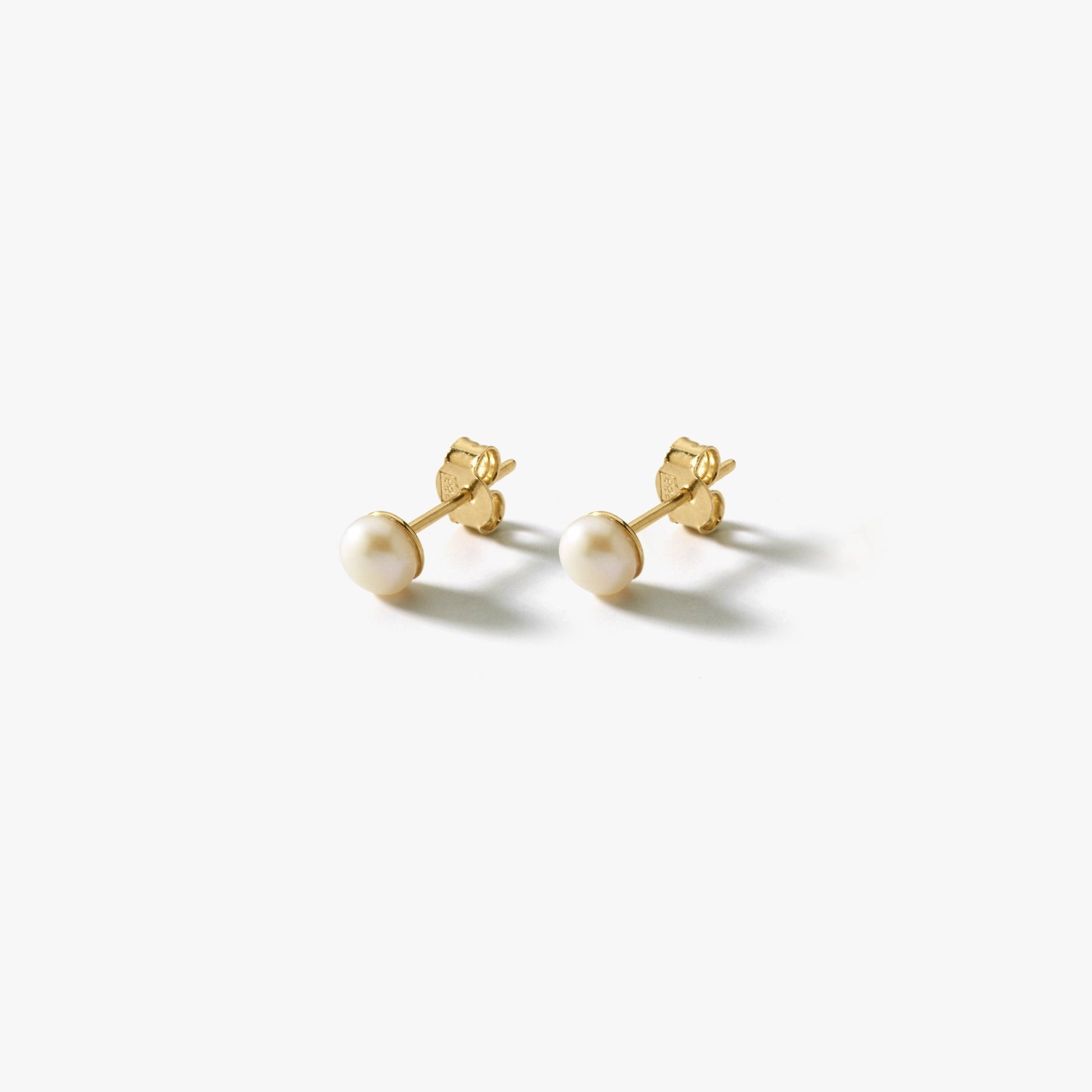 Pearl Stud Earrings | 14K Solid Gold - Mionza Jewelry-bridal earrings, gold pearl earrings, gold pearl studs, lesbian earrings, minimalist earrings, minimalist jewelry, pearl earrings, pearl studs, pearl studs earrings, real pearl earrings, small earrings, solid gold earrings, valentines day gifts