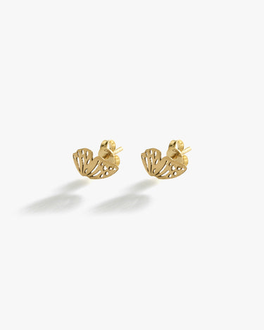 Butterfly Wing Stud Earrings | 14K Solid Gold or Gold Plated 925 Silver - Mionza Jewelry-14k solid gold, butterfly earrings, butterfly jewelry, butterfly wing, butterfly wings, cartilage Earring, double ear piercing, first time mom gift, geometric earrings, gift for mom, gold butterfly earrings, Gold Stud Earrings, small stud earrings, wing earrings