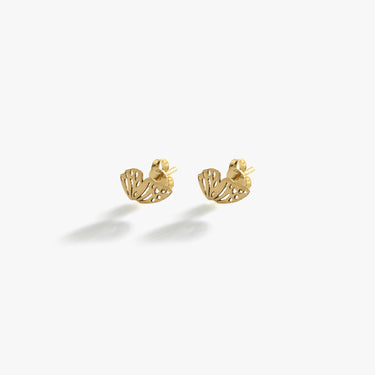 Butterfly Wing Stud Earrings | 14K Solid Gold or Gold Plated 925 Silver - Mionza Jewelry-14k solid gold, butterfly earrings, butterfly jewelry, butterfly wing, butterfly wings, cartilage Earring, double ear piercing, first time mom gift, geometric earrings, gift for mom, gold butterfly earrings, Gold Stud Earrings, small stud earrings, wing earrings