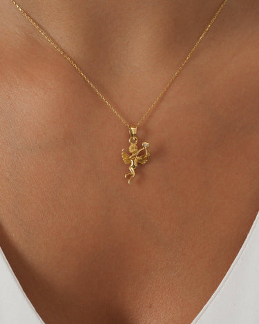 Guardian Angel Necklace | 14K Solid Gold - Mionza Jewelry-Angel Necklace, Angel Pendant, Angel Wings, Angelita necklace, Baby Angel Necklace, Bereavement Gift, Cherub Necklace, Good Luck Charm, Guardian Angel, Protection Necklace, Protector Angel, Remembrance Necklace, Sympathy Gift