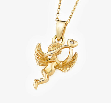 Guardian Angel Necklace | 14K Solid Gold - Mionza Jewelry-Angel Necklace, Angel Pendant, Angel Wings, Angelita necklace, Baby Angel Necklace, Bereavement Gift, Cherub Necklace, Good Luck Charm, Guardian Angel, Protection Necklace, Protector Angel, Remembrance Necklace, Sympathy Gift
