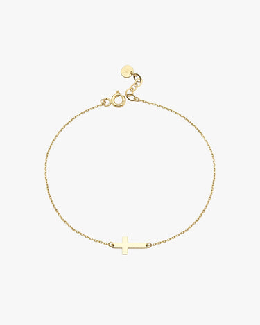 Gold Cross Bracelet | 14K Solid Gold - Mionza Jewelry-christian bracelet, christian jewelry, christmas gifts, Cross bracelet, cross jewelry, cross sideways, Crucifix Bracelet, Crucifix Bracelets, dainty gold cross, gold cross bracelet, religious bracelet, Religious Jewelry