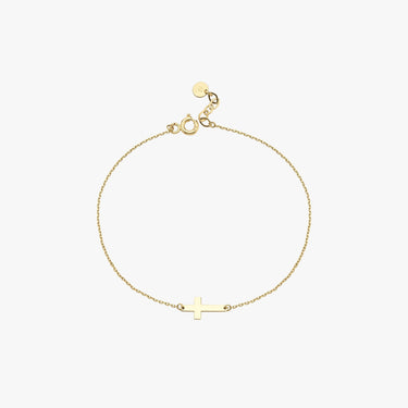 Gold Cross Bracelet | 14K Solid Gold - Mionza Jewelry-christian bracelet, christian jewelry, christmas gifts, Cross bracelet, cross jewelry, cross sideways, Crucifix Bracelet, Crucifix Bracelets, dainty gold cross, gold cross bracelet, religious bracelet, Religious Jewelry