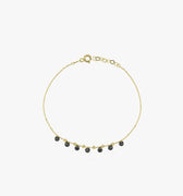 Onyx Bracelet | 14K Solid Gold - Mionza Jewelry-ball chain bracelets, birthstone bracelet, black bead bracelet, black onyx jewelry, black stone bracelet, chain bracelet, december birthstone, gold dangle bracelet, minimalist bracelet, onyx bracelet, solid gold bracelet, station bracelet