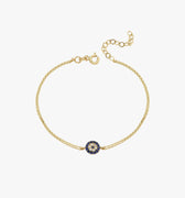 Evil Eye Bracelet | 14K Solid Gold - Mionza Jewelry-14k gold bracelet, 14k gold bracelets, 14k gold evil eye, dainty gold bracelet, evil eye bracelet, evil eye jewelry, gold bracelet women, gold evil eye bracelet, good luck bracelet, nazar bracelet gold, wish bracelet, womens 14k gold