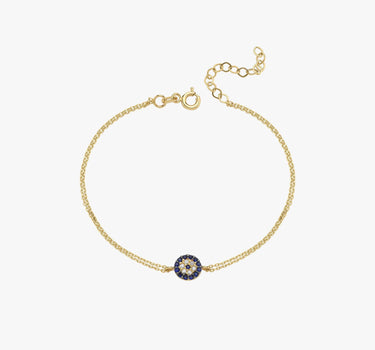 Evil Eye Bracelet | 14K Solid Gold - Mionza Jewelry-14k gold bracelet, 14k gold bracelets, 14k gold evil eye, dainty gold bracelet, evil eye bracelet, evil eye jewelry, gold bracelet women, gold evil eye bracelet, good luck bracelet, nazar bracelet gold, wish bracelet, womens 14k gold