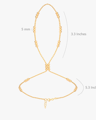 Beaded Hand Chain Bracelet | 18K Gold Vermeil - Mionza Jewelry-18k solid gold, beaded bracelet, body chain, chain bracelet, chain ring, finger bracelet, gold ring bracelet, hand bracelet, hand chain, hand jewelry, hand ring bracelet, mothers day gift, slave bracelet