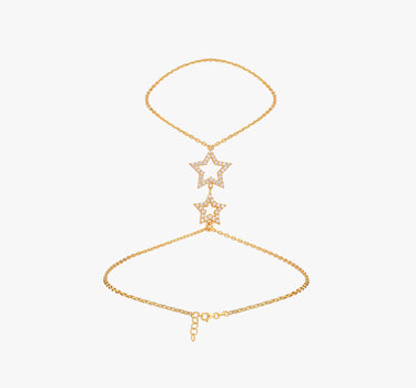 Hand Chain Bracelet with Stars| 18K Gold Vermeil