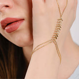 Hand Chain Bracelet| 18K Gold Vermeil - Mionza Jewelry-18k hand chain, adjustable bracelet, body chain, bridal jewelry, chain ring, chevron ring, diamond bracelet, diamond hand chain, gold hand chain, hand chain bracelet, hand jewelry, mothers day gift, slave bracelet