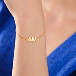 Mama Bracelet | 18K Gold Vermeil - Mionza Jewelry-18k solid gold, adjustable bracelet, custom mama bracelet, gift for new mom, gold mom bracelet, gold vermeil, grandma bracelet, mom jewelry, mother bracelet, mothers day gift, non tarnish bracelet, personalized gift, pregnant mom gift