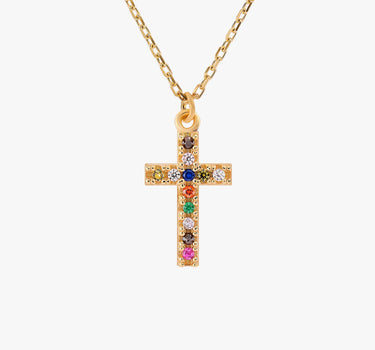 Colorful Cross Necklace  | 18K Gold Vermeil
